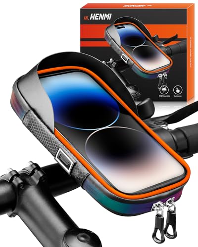 HENMI Handyhalterung Fahrrad Wasserdicht Tasche für 4.7-7 Zoll Smartphone Handytasche Fahrrad mit Regenschutz 360°Drehbarem Fahrradtasche Handy für Rennrad, Ebikes, Motorrad HENMI Handyhalterung Fahrrad Wasserdicht Tasche für 4.7-7 Zoll Smartphone Handytasche Fahrrad mit Regenschutz 360°Drehbarem Fahrradtasche Handy für Rennrad, Ebikes, Motorrad von HENMI
