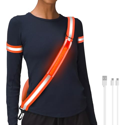 HENMI Lauflicht Joggen mit Reflektoren Gürtel,(mit 2 Stück Reflektorbänder) LED Wiederaufladbare USB Verstellbarer Lauflicht,für Radfahren oder Wandern Joggen Laufen Running Outdoor Sports-Orange HENMI Lauflicht Joggen mit Reflektoren Gürtel,(mit 2 Stück Reflektorbänder) LED Wiederaufladbare USB Verstellbarer Lauflicht,für Radfahren oder Wandern Joggen Laufen Running Outdoor Sports-Orange von HENMI