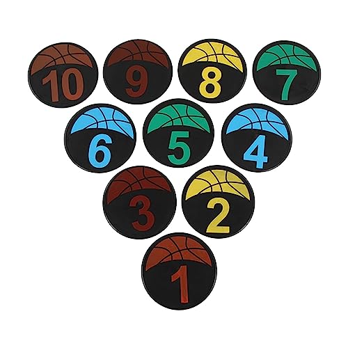 HERCHR 9 Zoll Nummerierte Bodenpunktmarkierungen, rutschfeste Gummi-Agility-Marker, Flache Feldkegel, Bodenpunkte Für Fußball, Basketball, Sport, 10er-Set von HERCHR