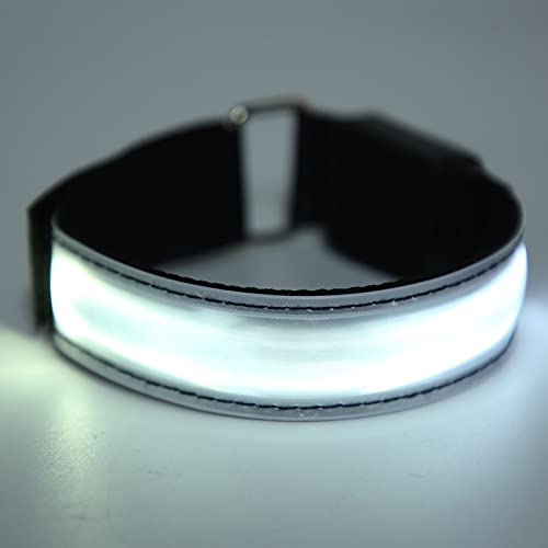 HERCHR Leuchtendes LED-Armband Zum Laufen, Reflektierendes LED-Armband, Blinkendes LED-Sportarmband, Leuchtende Armbänder Für Konzerte, Festivals, Sport(Weiss) von HERCHR