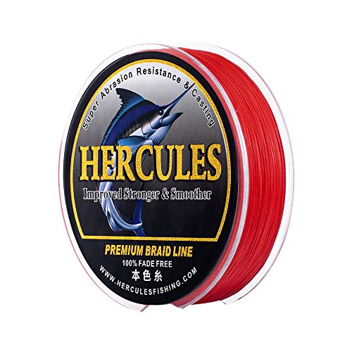 HERCULES Farbechte Geflochtene Angelschnur, 1000m PE Geflochtene Schnüre, 8 Stränge Multifile Angelschnur, 20lb Test für Salzwasser und Süßwasser, Rot, 20lb, 1000m HERCULES Farbechte Geflochtene Angelschnur, 1000m PE Geflochtene Schnüre, 8 Stränge Multifile Angelschnur, 20lb Test für Salzwasser und Süßwasser, Rot, 20lb, 1000m von HERCULES