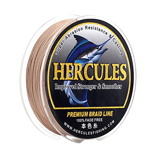 HERCULES Farbechte Geflochtene Angelschnur, 300m PE Geflochtene Schnüre, 4 Stränge Multifile Angelschnur, 10lb Test für Salzwasser und Süßwasser, Braun, 10lb, 300m HERCULES Farbechte Geflochtene Angelschnur, 300m PE Geflochtene Schnüre, 4 Stränge Multifile Angelschnur, 10lb Test für Salzwasser und Süßwasser, Braun, 10lb, 300m von HERCULES