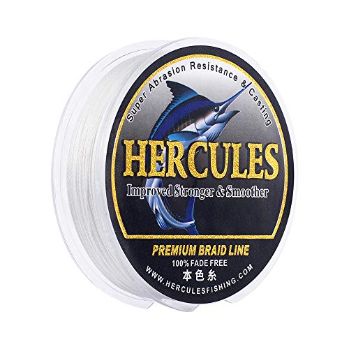 HERCULES Farbechte Geflochtene Angelschnur, 300m PE Geflochtene Schnüre, 4 Stränge Multifile Angelschnur, 8lb Test für Salzwasser und Süßwasser, Weiß, 8lb, 300m HERCULES Farbechte Geflochtene Angelschnur, 300m PE Geflochtene Schnüre, 4 Stränge Multifile Angelschnur, 8lb Test für Salzwasser und Süßwasser, Weiß, 8lb, 300m von HERCULES