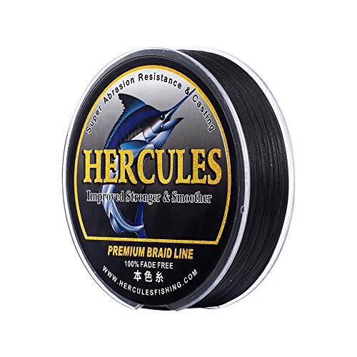 HERCULES Farbechte Geflochtene Angelschnur, 300m PE Geflochtene Schnüre, 8 Stränge Multifile Angelschnur, 60lb Test für Salzwasser und Süßwasser, Schwarz, 60lb, 300m HERCULES Farbechte Geflochtene Angelschnur, 300m PE Geflochtene Schnüre, 8 Stränge Multifile Angelschnur, 60lb Test für Salzwasser und Süßwasser, Schwarz, 60lb, 300m von HERCULES