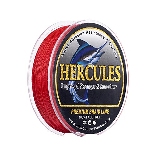 HERCULES Farbechte Geflochtene Angelschnur, 500m PE Geflochtene Schnüre, 4 Stränge Multifile Angelschnur, 20lb Test für Salzwasser und Süßwasser, Rot, 20lb, 500m HERCULES Farbechte Geflochtene Angelschnur, 500m PE Geflochtene Schnüre, 4 Stränge Multifile Angelschnur, 20lb Test für Salzwasser und Süßwasser, Rot, 20lb, 500m von HERCULES