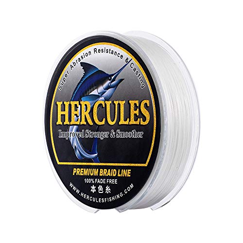 HERCULES Farbechte Geflochtene Angelschnur, 500m PE Geflochtene Schnüre, 8 Stränge Multifile Angelschnur, 30lb Test für Salzwasser und Süßwasser, Weiß, 30lb, 500m HERCULES Farbechte Geflochtene Angelschnur, 500m PE Geflochtene Schnüre, 8 Stränge Multifile Angelschnur, 30lb Test für Salzwasser und Süßwasser, Weiß, 30lb, 500m von HERCULES