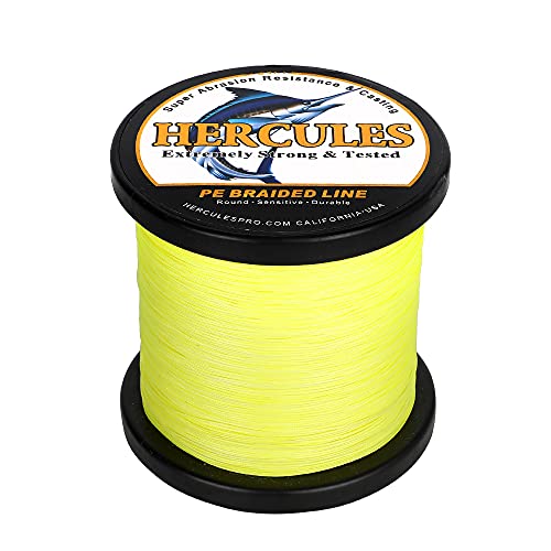 HERCULES Geflochtene Angelschnur 12 Stränge, 100-2000m 109-2196 Yards Geflochtene Fisch Linien, 10lb - 420lb Test-PE-Schnüre für Salzwasser-Süßwasser - Fluoreszierendes Gelb, 90lbs, 500m HERCULES Geflochtene Angelschnur 12 Stränge, 100-2000m 109-2196 Yards Geflochtene Fisch Linien, 10lb - 420lb Test-PE-Schnüre für Salzwasser-Süßwasser - Fluoreszierendes Gelb, 90lbs, 500m von HERCULES
