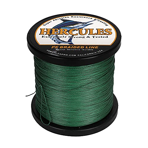 HERCULES Geflochtene Angelschnur 12 Stränge, 100-2000m 109-2196 Yards Geflochtene Fisch Linien, 10lb - 420lb Test-PE-Schnüre für Salzwasser-Süßwasser - Grün, 420lbs, 300m HERCULES Geflochtene Angelschnur 12 Stränge, 100-2000m 109-2196 Yards Geflochtene Fisch Linien, 10lb - 420lb Test-PE-Schnüre für Salzwasser-Süßwasser - Grün, 420lbs, 300m von HERCULES