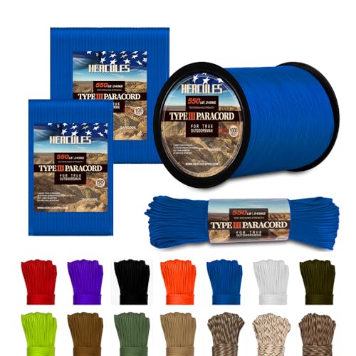 HERCULES Typ III Paracord 550 Paracord Seil Fallschirmschnur, 100' Königsblau Paracord für Survival Paracord, Survival Cord HERCULES Typ III Paracord 550 Paracord Seil Fallschirmschnur, 100' Königsblau Paracord für Survival Paracord, Survival Cord von HERCULES