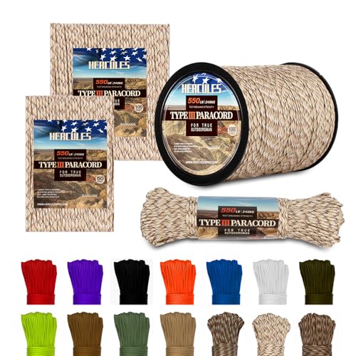 HERCULES Typ III Paracord 550 Paracord Seil Fallschirmschnur, 50' Camo Paracord für Survival Paracord, Survival Cord HERCULES Typ III Paracord 550 Paracord Seil Fallschirmschnur, 50' Camo Paracord für Survival Paracord, Survival Cord von HERCULES