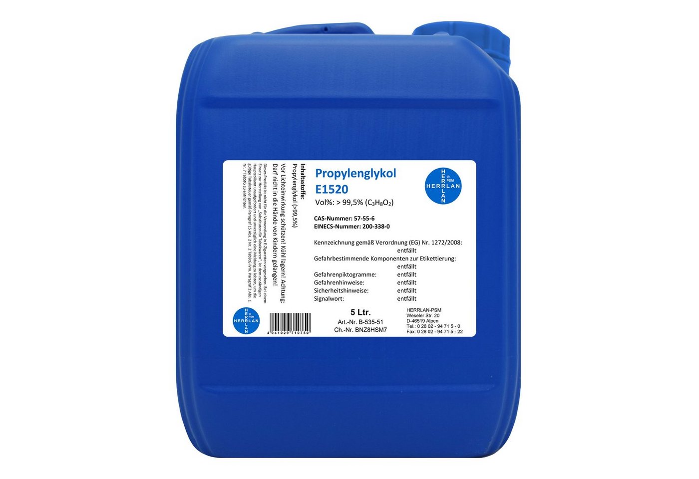 HERRLAN Trinkwasser-Frostschutz Propylenglykol E1520 - Pur PG zum Vorteilspreis I HERRLAN-Qualität, 5 l von HERRLAN