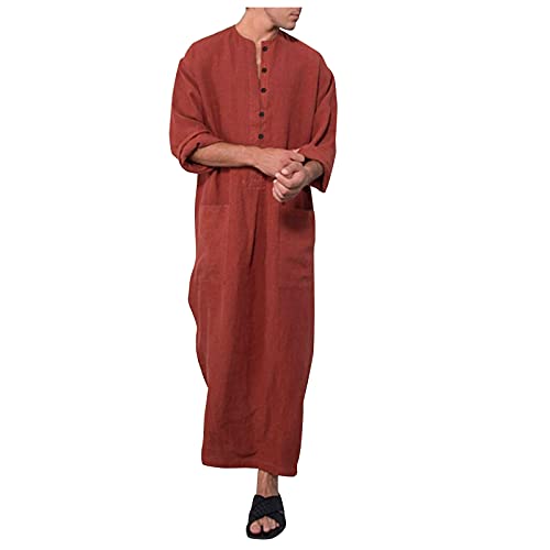 Kaftan Herren Baumwolle Leinen Sommer Cool Jilbab Herren Muslim Robe Gebetskleidung für Männer Islamische Kleidung Thobe Marokkanische Afghanische Arabische Kleidung Herren Tunika Abaya von HERSIL