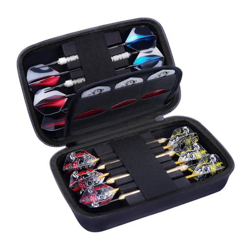 HESPLUS Darttasche für 12 Dartpfeile mit Stahlspitze oder weicher Spitze, tragbare Aufbewahrungstasche, integrierte Netztasche für Dartspitzen, Schäfte, Flights und anderes Zubehör, Schwarz (nur HESPLUS Darttasche für 12 Dartpfeile mit Stahlspitze oder weicher Spitze, tragbare Aufbewahrungstasche, integrierte Netztasche für Dartspitzen, Schäfte, Flights und anderes Zubehör, Schwarz (nur von HESPLUS