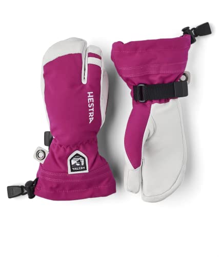 Hestra Kinder Army Leather Heli Ski Jr. 3-Finger Handschuhe, Fuchsia, EU 6 von HESTRA