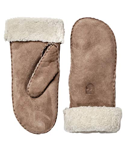 Hestra Lederhandschuhe für Damen: Schaffell Dünner Winterhandschuh mit Fellstulpe Beige, 7 von HESTRA