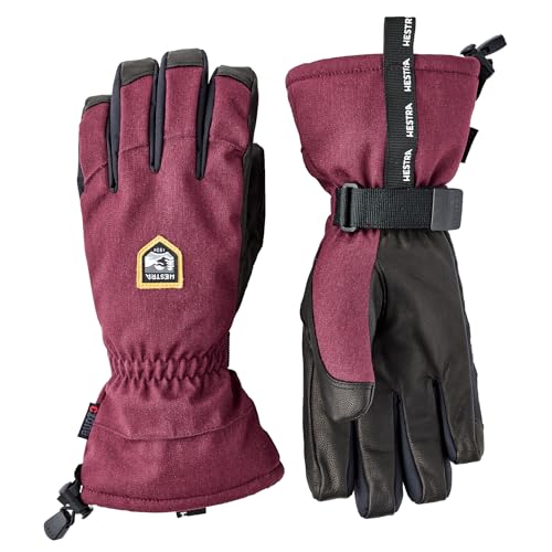 Hestra Unisex CZone Mountain 5-Finger Handschuh Wasserdicht Winddicht Leder Alpin Skihandschuh für Damen & Herren - Bordeaux - 9 von HESTRA