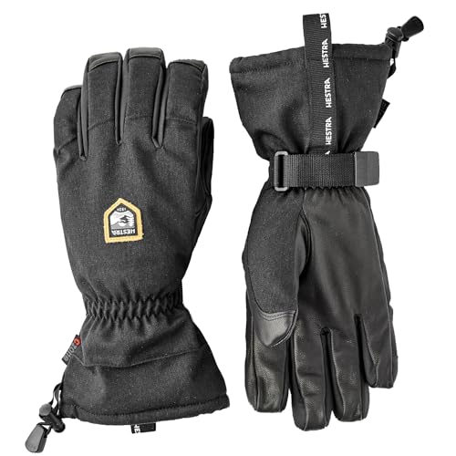 Hestra Unisex CZone Mountain 5-Finger Handschuh Wasserdicht Winddicht Leder Alpin Skihandschuh für Damen & Herren - Schwarz - 7 von HESTRA