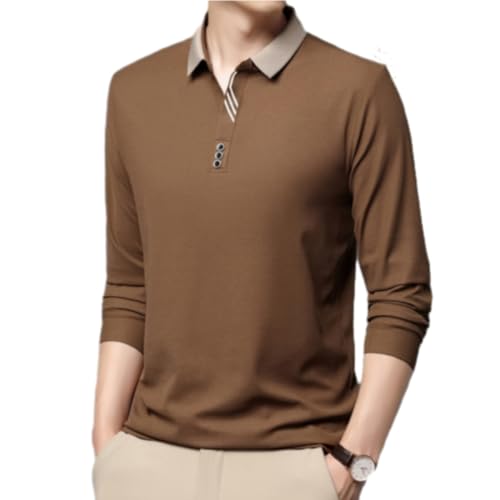 HESYSUAN 2024 Herren Strickhemden, bequem, großer und großer Pullover, Golf-Shirt, lässiges Business-Poloshirt mit Reversknopf von HESYSUAN