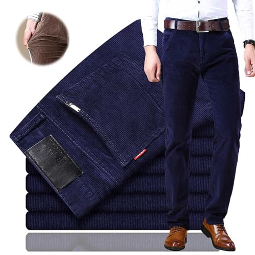 HESYSUAN Herren Cordhose mit klassischer Passform, für Herbst und Winter, leger, gerade Passform, Stretch, Cordhose, Business-Kleiderhose von HESYSUAN