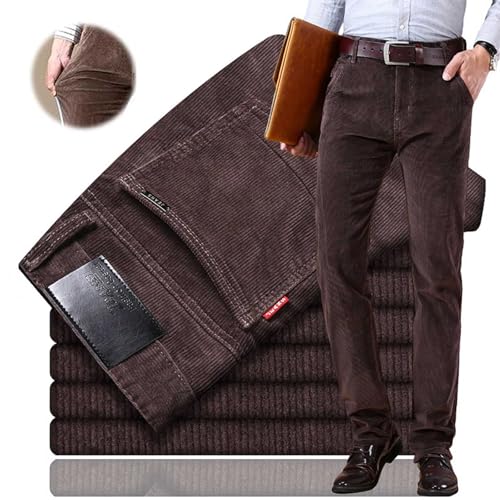 HESYSUAN Herren Cordhose mit klassischer Passform, für Herbst und Winter, leger, gerade Passform, Stretch, Cordhose, Business-Kleiderhose von HESYSUAN