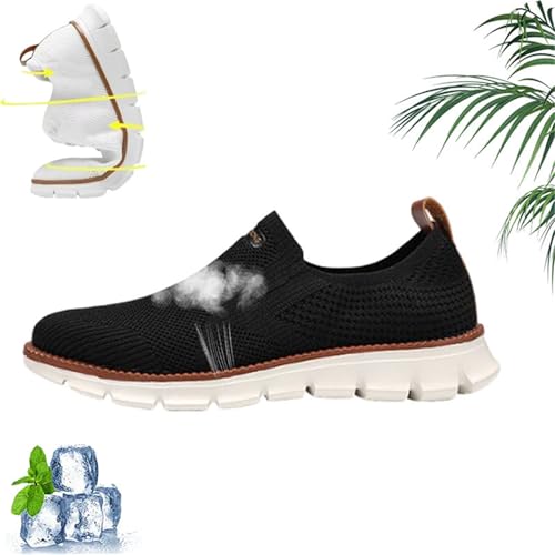 HESYSUAN Leichter Slip-On-Sneaker, für Herren, Urban-ultra-bequeme Schuhe, Fußgewölbeunterstützung, orthopädisch, Business, Walking, Netz-Schuhe (schwarz, Größe 41) von HESYSUAN