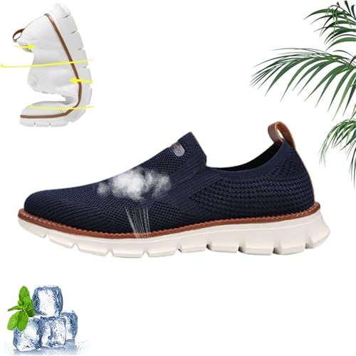 HESYSUAN Leichter Slip-On-Sneaker, für Herren, Urban-ultra-bequeme Schuhe, Fußgewölbeunterstützung, orthopädisch, Business, Walking, Netzschuhe, blau, Größe 45 EU von HESYSUAN