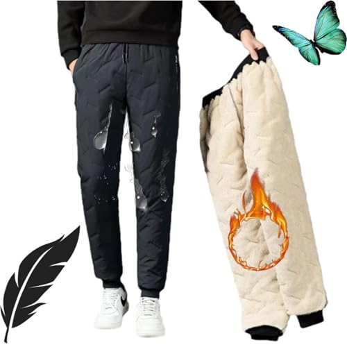 HESYSUAN Unisex-Jogginghose aus Fleece, für Herren, Winter, warm, wasserdicht, leicht, Lammwolle, Freizeithose, Fleece-gefüttert, Grau (Jogginghose), Größe M von HESYSUAN