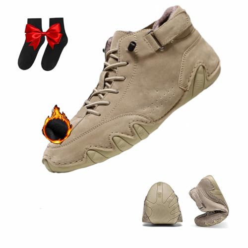 HESYSUAN Vogany Orthopädische Sneaker für Herren und Damen, Winter-Fleece, warme orthopädische Sneaker, Vogldeck, wasserdicht, atmungsaktiv, orthopädische Schuhe (Khaki, 45 EU) von HESYSUAN