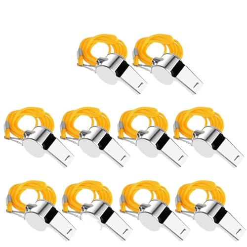 HEUchuan Pfeifen 1-10PC Portable Referee Whistles with Rope Sport Rugby Metal Whistle Party Training Soccer Football Basketball Cheerleading Tool(10PCS Style A) von HEUchuan