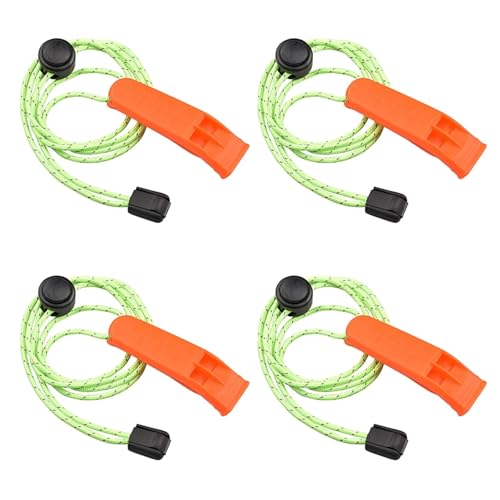 HEUchuan Pfeifen 1-5pc Outdoor Kayak Scuba Diving Emergency Whistles Water Sports Outdoor Survival Camping Boating Swimming Whistle(Green Rope 4PCS) von HEUchuan