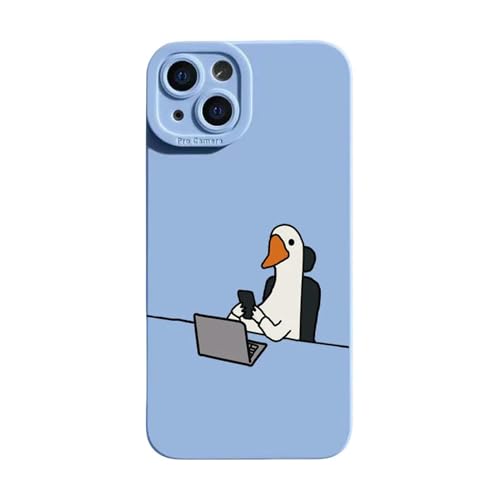 HEXHUASR Handyhülle Nettes Cartoon Slacker Duck Phone Hülle Für I-Phone 11 12 13 14 15 Pro Max Cover-i-Phone 11 Pro-hellblau M84 von HEXHUASR