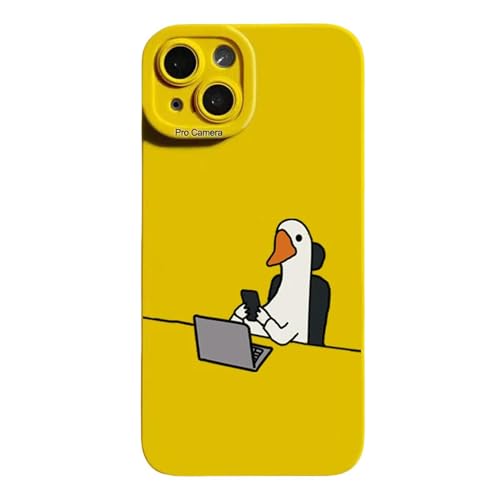 HEXHUASR Handyhülle Nettes Cartoon Slacker Duck Phone Hülle Für I-Phone 11 12 13 14 15 Pro Max Cover-i-Phone 12 Pro-gelb M84 von HEXHUASR