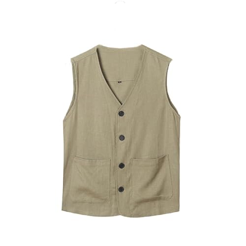 HEXHUASR Herren Anzugweste Aus Leinen, Vintage Einreiher Blazer Weste, Dünn, Ärmellos, Lässige Strickjacke, Weste, Weich, Gemütlich, Sportjacke, Lockere Passform, Sommer, Freizeit, Tank Tops, Grü HEXHUASR Herren Anzugweste Aus Leinen, Vintage Einreiher Blazer Weste, Dünn, Ärmellos, Lässige Strickjacke, Weste, Weich, Gemütlich, Sportjacke, Lockere Passform, Sommer, Freizeit, Tank Tops, Grü von HEXHUASR