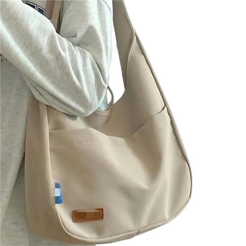 HEXHUASR Leinentasche Casual Canvas Bag Damen Sommer-Mode-Tasche All-Match-Schulter-Unterarmtasche Mit Großer Kapazität-Khaki von HEXHUASR
