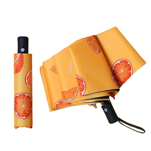 HEXHUASR Regenschirm Dachfruchtfruchtfalten Vollautomatischer Regen Und Glanz Zwei Zweck-F-Orange von HEXHUASR