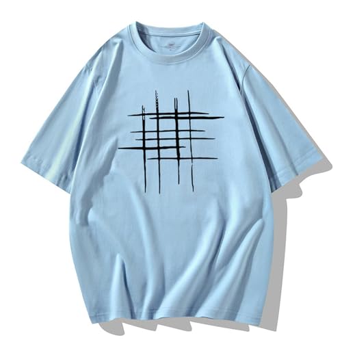 HEXHUASR T-Shirts Für Herren Summer Herren-kurzärmeliges T-Shirt, Runder Hals, Trendiges Bodhemd, Halbärmeliges Loses T-Shirt-blau-m von HEXHUASR