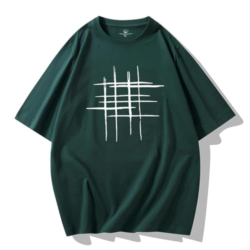 HEXHUASR T-Shirts Für Herren Summer Herren-kurzärmeliges T-Shirt, Runder Hals, Trendiges Bodhemd, Halbärmeliges Loses T-shirt-dunkelgrün-3xl von HEXHUASR