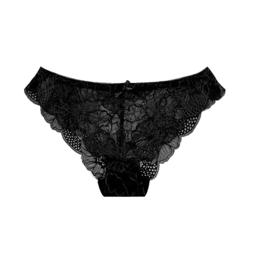 HEXHUASR Unterhosen Damen 3 Stücke Spitze Frauen-Slips Low-taisten Nahtlos Transparent Hohle Baumwollschritt-frauenunterwäsche-schwarz (3 Stücke)-l von HEXHUASR