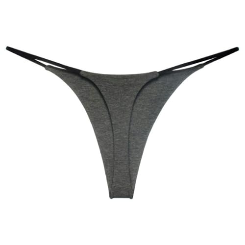 HEXHUASR Unterhosen Damen 3 Teile Doppelschicht Dünner Gurt Tanga Taille Taille Einfache Doppelschicht Bikini Frauen-t-förmige Unterwäsche-grau (3 Stücke)-m von HEXHUASR