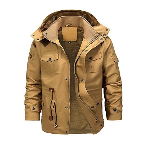 Herren mit Kaschmir, mittellang, gepolsterte Jacke mit dick gepolstertem Mantel und Wollkragen für warme Herrenkleidung von HEYDHSDC