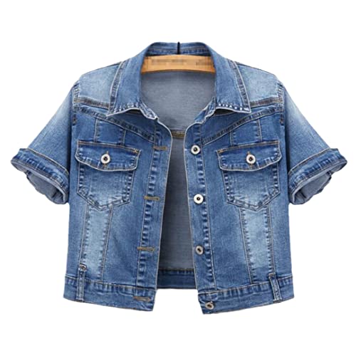 Jeansjacke Damen Kurzarm Jeansjacke Damen Elastisch Bequem Denim Mantel Femme Jeansjacke Damen Kurzarm Jeansjacke Damen Elastisch Bequem Denim Mantel Femme von HEYDHSDC
