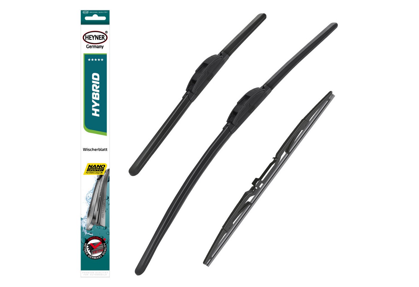 HEYNER Scheibenwischblätter Scheibenwischer Set für MAZDA 6 Sport Kombi (02.2008 - 12.2012) HYBRI, (Set, 3-St., Front Scheibenwischer Set mit Heckwischer) von HEYNER