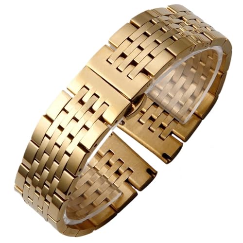 HFBZVAFC 18 mm 20 mm 22 mm 24 mm Edelstahlarmband Metallarmband Armband Poliertes Silber Gold(Gold,14mm) von HFBZVAFC