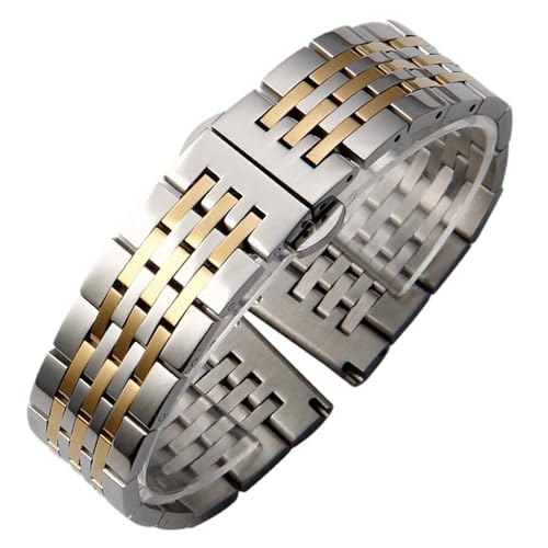 HFBZVAFC 18 mm 20 mm 22 mm 24 mm Edelstahlarmband Metallarmband Armband Poliertes Silber Gold(Silver+Gold,16mm) von HFBZVAFC