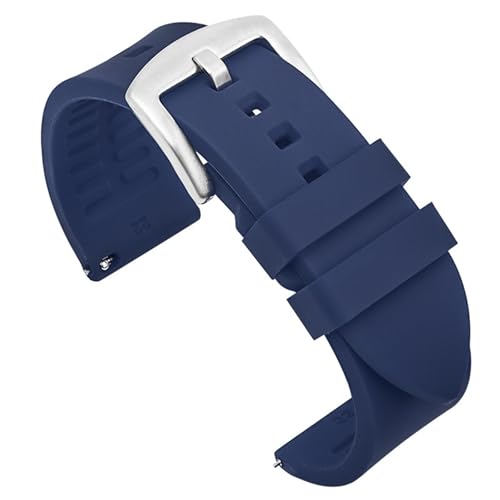 HFBZVAFC 20 22mmRubber Uhr Band Männer Frauen Sport Tauchen Quick Release Gummi Ersatz Band Edelstahl Schnalle(Blue (Silver Buckle),22mm) von HFBZVAFC