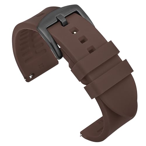 HFBZVAFC 20 22mmRubber Uhr Band Männer Frauen Sport Tauchen Quick Release Gummi Ersatz Band Edelstahl Schnalle(Brown (Black Buckle),20mm) von HFBZVAFC