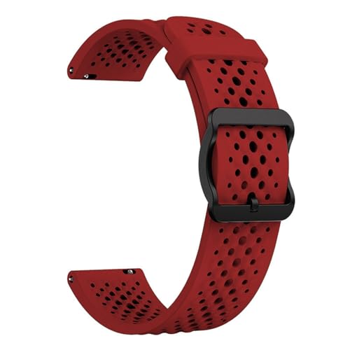 HFBZVAFC 20 mm 22 mm Silikon-Uhrenarmband, weiches Gummi, verstellbares Ersatzarmband, Schnellverschluss-Armband for Männer und Frauen mit Edelstahl-Schnalle(Red,20MM) von HFBZVAFC