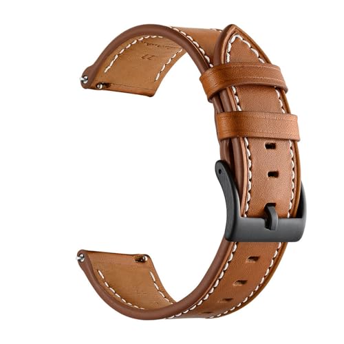 HFBZVAFC 20 mm 22 mm genähtes Echtleder-Uhrenarmband, stilvolles Ersatz-Uhrenarmband mit Schnellverschluss, Unisex-Smartwatch-Zubehör, Dornschließe-Uhrenarmband(Brown,22mm) von HFBZVAFC