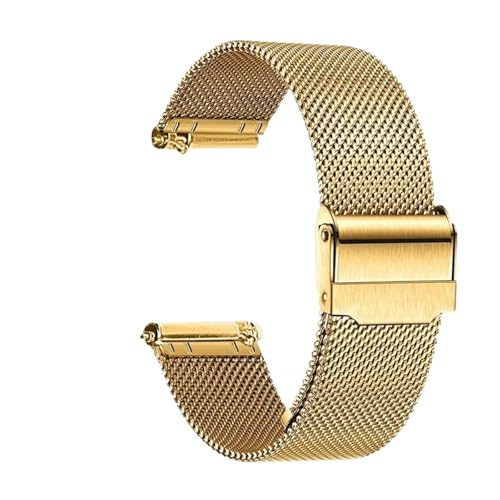 HFBZVAFC 20 mm 22 mm verstellbares Uhrenarmband for Herren/Damen, Ersatzarmband, Edelstahl-Mesh-Band, Schnellverschluss-Metallband(Gold,20mm) von HFBZVAFC