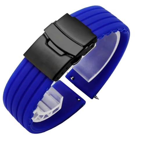 HFBZVAFC 20mm 22mm Quick Release Silikon Uhr Band Smart Uhr Band for Männer Und Frauen Ersatz Gummi Sport Uhr Band(Blue+Black 1,22mm) von HFBZVAFC